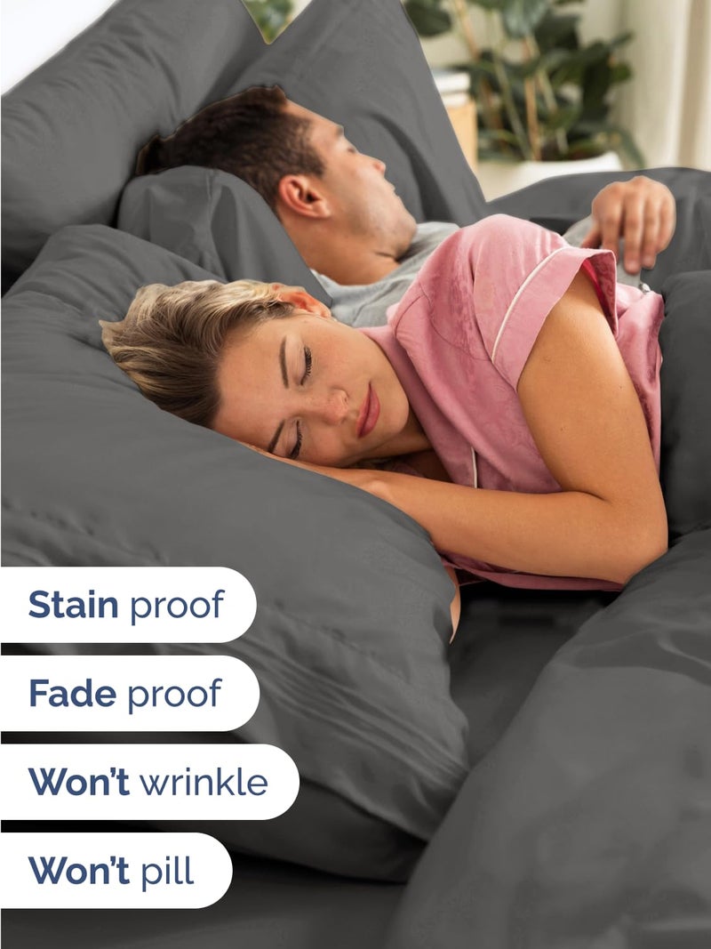 CGK Unlimited Extra Deep King Sheet Set - 6 Piece Breathable & Cooling Sheets - Hotel Luxury Bed Sheets Set - Easy & Secure Fit - Soft, Wrinkle Free & Comfy Sheets Set - Charcoal Sheet Set with Extra Deep Pockets - Image 4