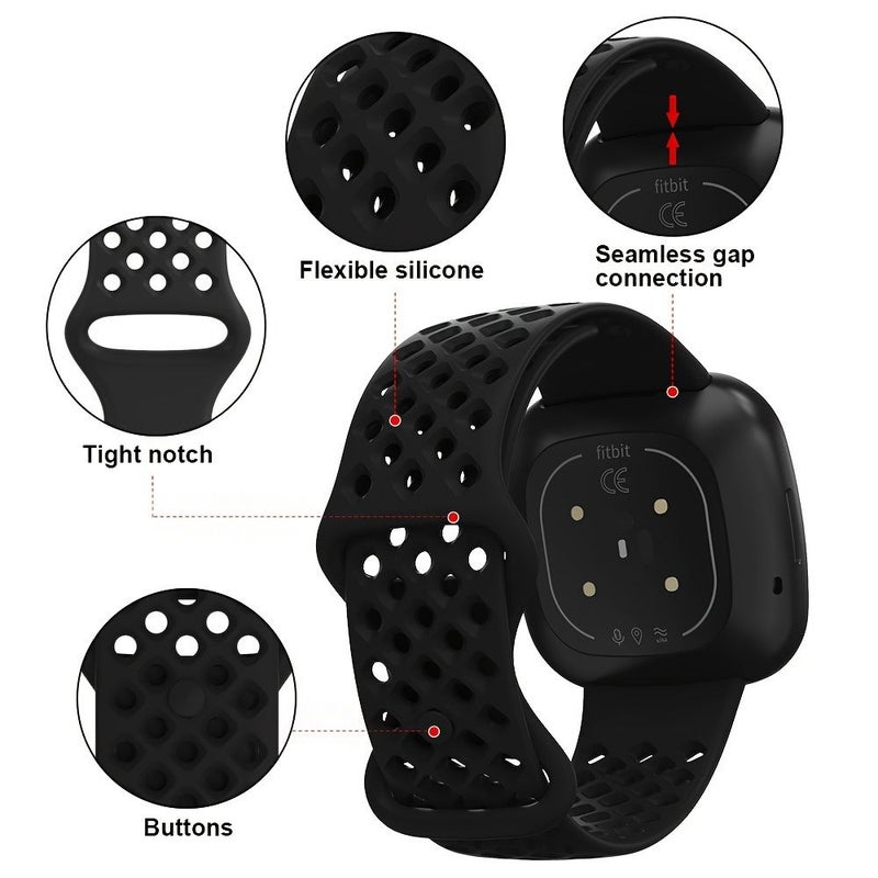 White Silicone Sport Strap Small For Fitbit Versa 4 3 Sense 2 Band - Image 1