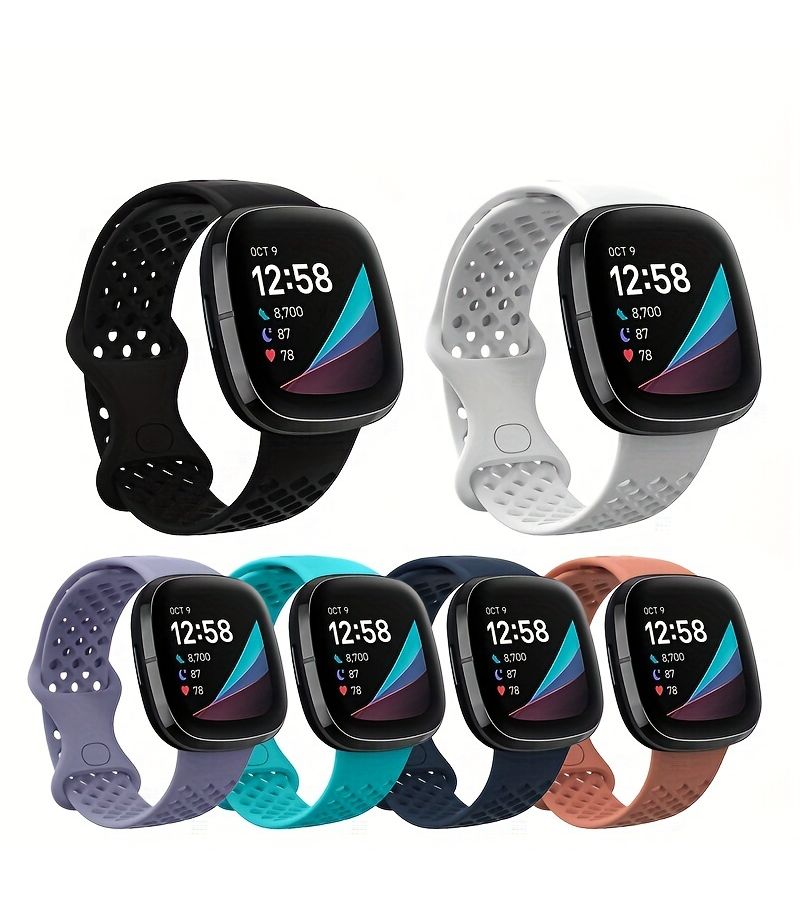 White Silicone Sport Strap Small For Fitbit Versa 4 3 Sense 2 Band - Image 3