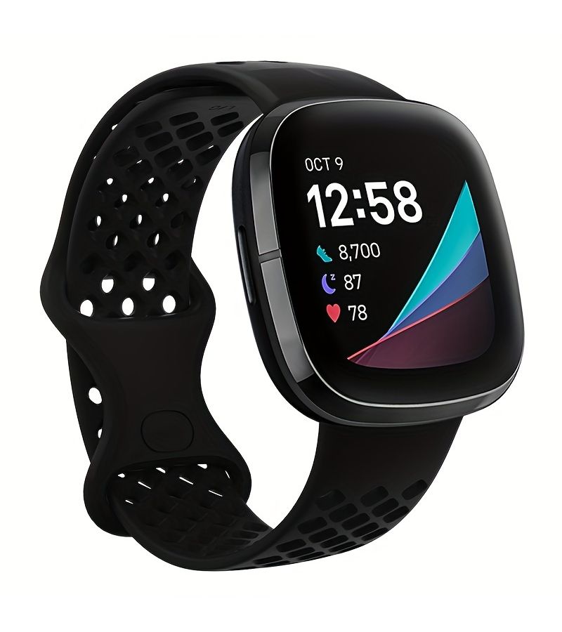 White Silicone Sport Strap Small For Fitbit Versa 4 3 Sense 2 Band - Image 5