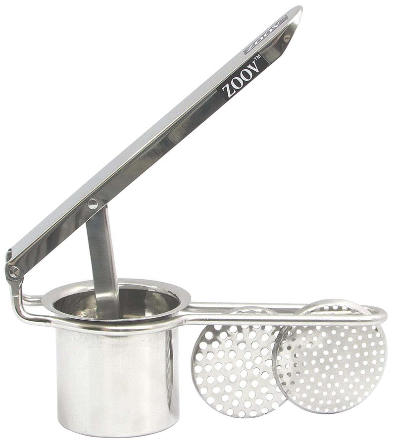 ZOOV Heavy Stainless Steel Potato Ricer Masher with 2 Interchangeable Disks Heavy Duty VegetableFruit Ricer for Purees Fruit Juicer - Image 1