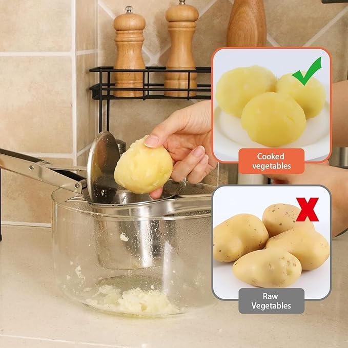 ZOOV Heavy Stainless Steel Potato Ricer Masher with 2 Interchangeable Disks Heavy Duty VegetableFruit Ricer for Purees Fruit Juicer - Image 5