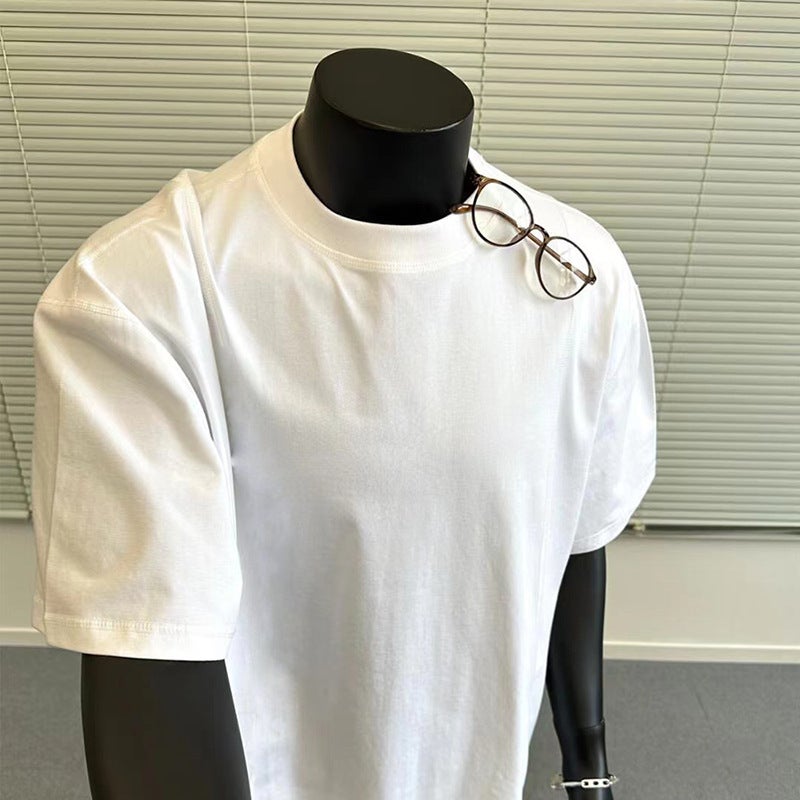 Summer Heavy Trendy Crewneck Short-Sleeved T-Shirt Unisex Loose Oversize Shoulder Instagram Style All-Match Top - Image 2