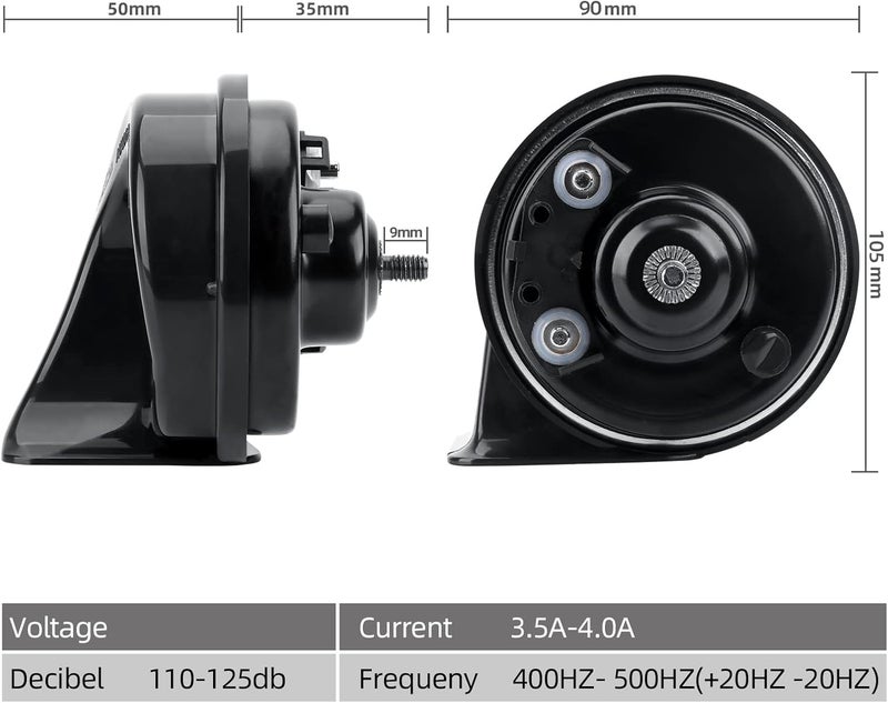 SEINECA Car Horn compatible with Hon-da,12V Waterproof Snail Horn 110-125db High/Low Tone (With Two Pairs of Plug) - Image 5