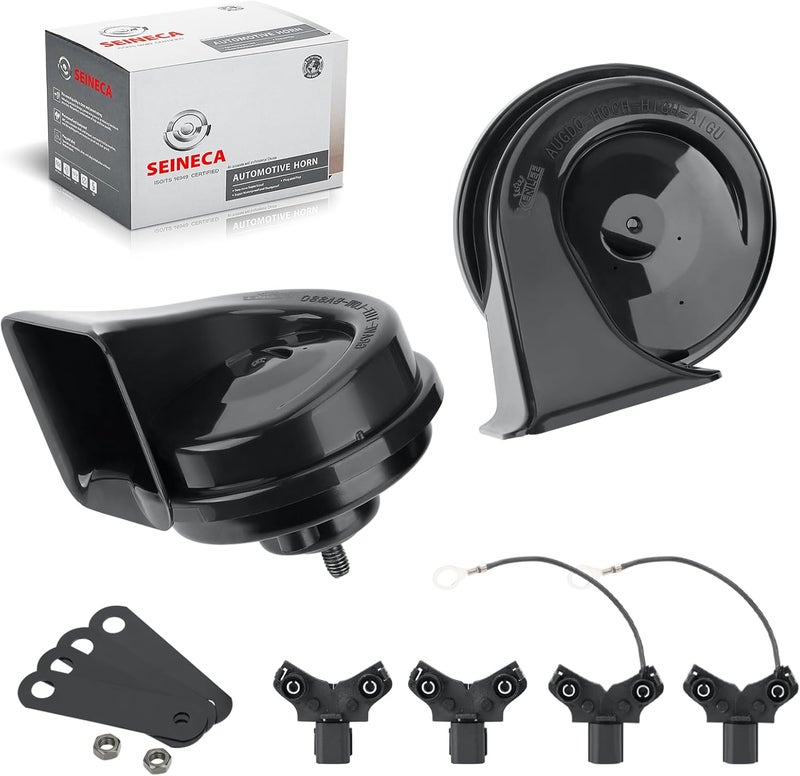 SEINECA Car Horn compatible with Hon-da,12V Waterproof Snail Horn 110-125db High/Low Tone (With Two Pairs of Plug) - Image 1