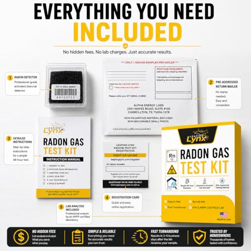 Leaping Lynx EPA-Approved Radon Test Kit for Home, Lab Analysis Included | Detects Radon Gas Levels in Basements & Living Spaces | Easy-to-Use Air Quality Test with Lab Report & Discounted Shipping| Radon Detector - Image 5