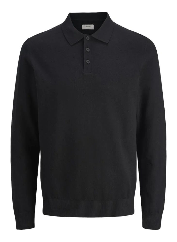 JJ Rebel Bcallum Knit Polo Neck Long Sleeve Sweater