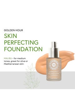 Honeybee Gardens Golden Hour Skin Perfecting Malibu (Medium Shade Great For Olive Or Mediterranean Skin Tones) Liquid Foundation ; Luxurious Golden Hour Radiance 34.5Ml/1.16 Fl Oz  - Image 3