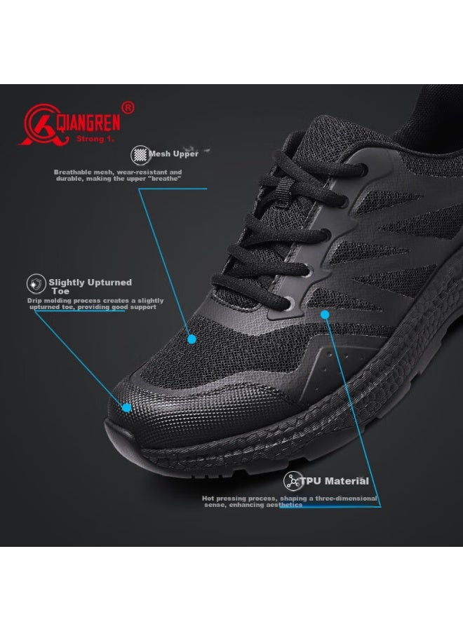 Strongman Qiangren Men's Leisure Shoes 3515 Outdoor Training Shoes Anti-puncture Shock Absorption Comfortable Sports Shoes Jds230x Black Size 39 - Image 1