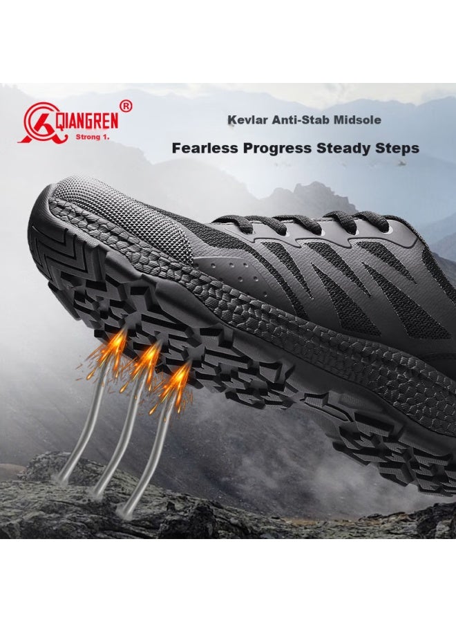 Strongman Qiangren Men's Leisure Shoes 3515 Outdoor Training Shoes Anti-puncture Shock Absorption Comfortable Sports Shoes Jds230x Black Size 39 - Image 2