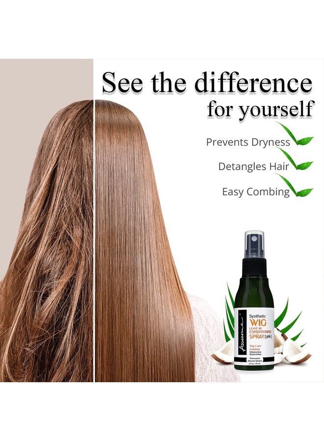Awesome Synthetic Wig Leave in Conditioner Spray, pH6 Professional Wig Care Solution, Detangle, Moisturizes Synthetic Wigs, Travel size 2.3 fl oz - Image 3