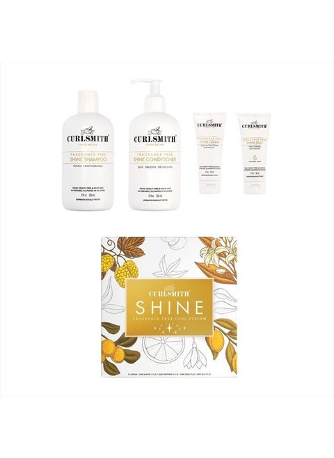 Curlsmith - Shine Kit, Shampoo, Conditioner, Jelly & Cream, Sensitive, Fragrance Free, for All Curl and Hair Types, Vegan, 2 x 12 fl oz, 2 x 2 fl oz
