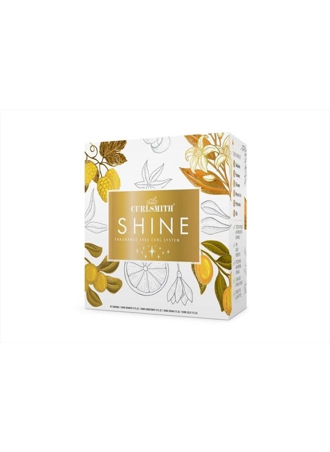 CURLSMITH - Curlsmith - Shine Kit, Shampoo, Conditioner, Jelly & Cream, Sensitive, Fragrance Free, for All Curl and Hair Types, Vegan, 2 x 12 fl oz, 2 x 2 fl oz - Image 1