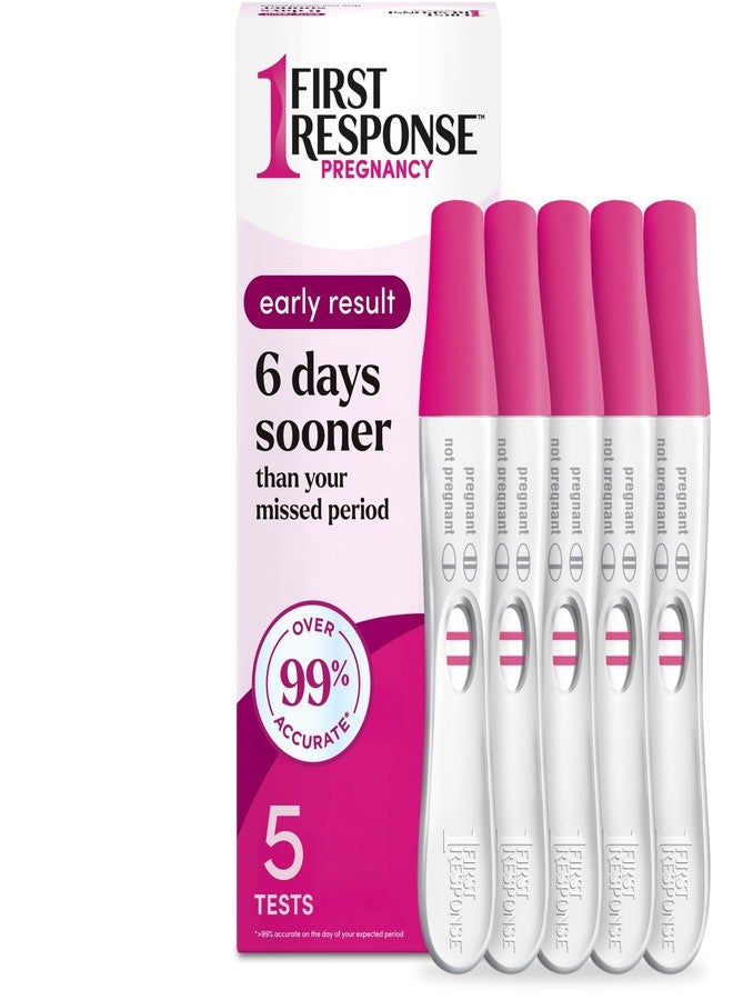 First Response Early Result Pregnancy Test, 5 Count Pack of 1,White - Image 1