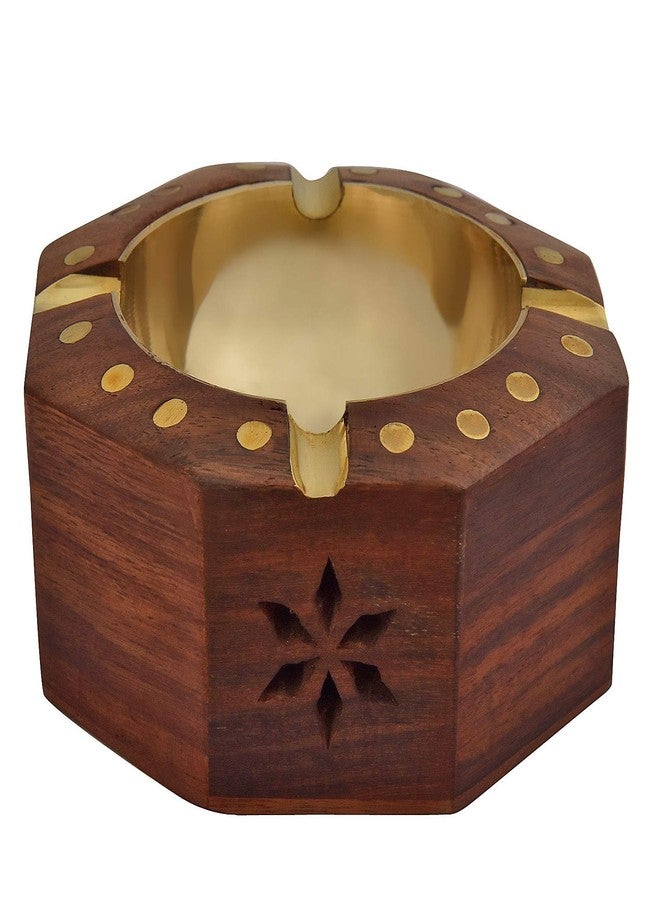 Fine Craft India Handmade Wooden Hexagon Shaped Home and Office Ashtray for Cigar and Cigarettes - Image 2