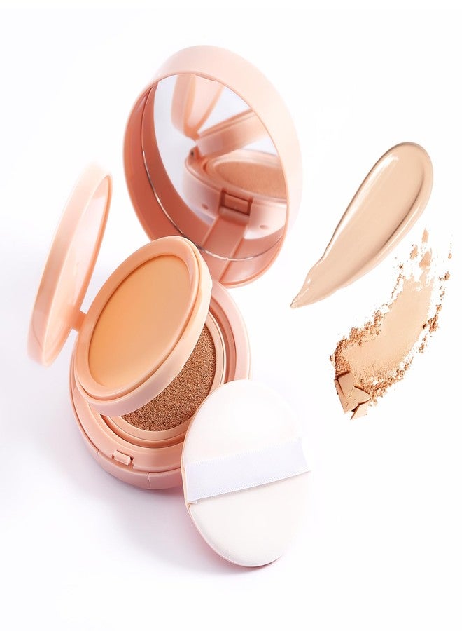 GEUUFEA Air Cushion Foundation, 2 In 1 Pressed Powder, Natural Matte Liquid Foundation, Flawless Finish, Oil Control Moisturizing Setting Powder, Easy to Apply（Natural) - Image 1