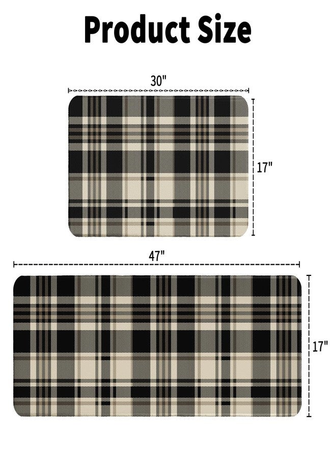 Aytipun Black Buffalo Plaid Kitchen Rugs Set of 2 Checkered Print Modern Gingham Kitchen Mats for Floor Non Slip Neutral Farmhouse Kitchen Decor Runner Rugs, 17x47 inch and 17x30 inch - Image 3