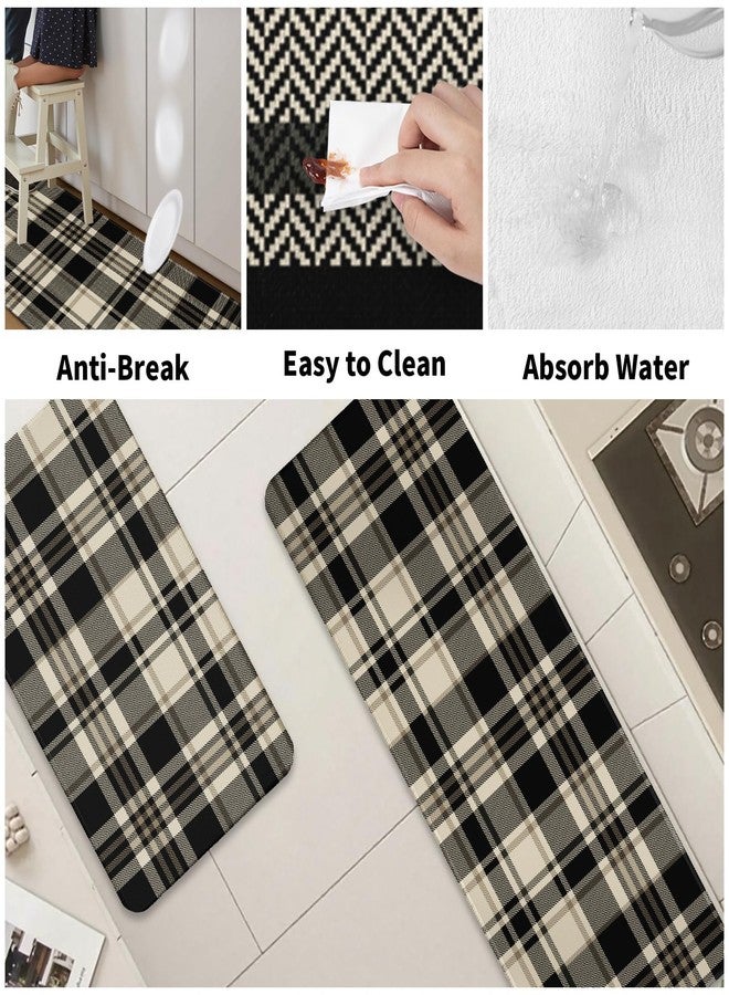 Aytipun Black Buffalo Plaid Kitchen Rugs Set of 2 Checkered Print Modern Gingham Kitchen Mats for Floor Non Slip Neutral Farmhouse Kitchen Decor Runner Rugs, 17x47 inch and 17x30 inch - Image 5