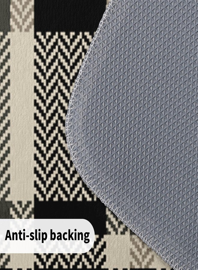 Aytipun Black Buffalo Plaid Kitchen Rugs Set of 2 Checkered Print Modern Gingham Kitchen Mats for Floor Non Slip Neutral Farmhouse Kitchen Decor Runner Rugs, 17x47 inch and 17x30 inch - Image 4
