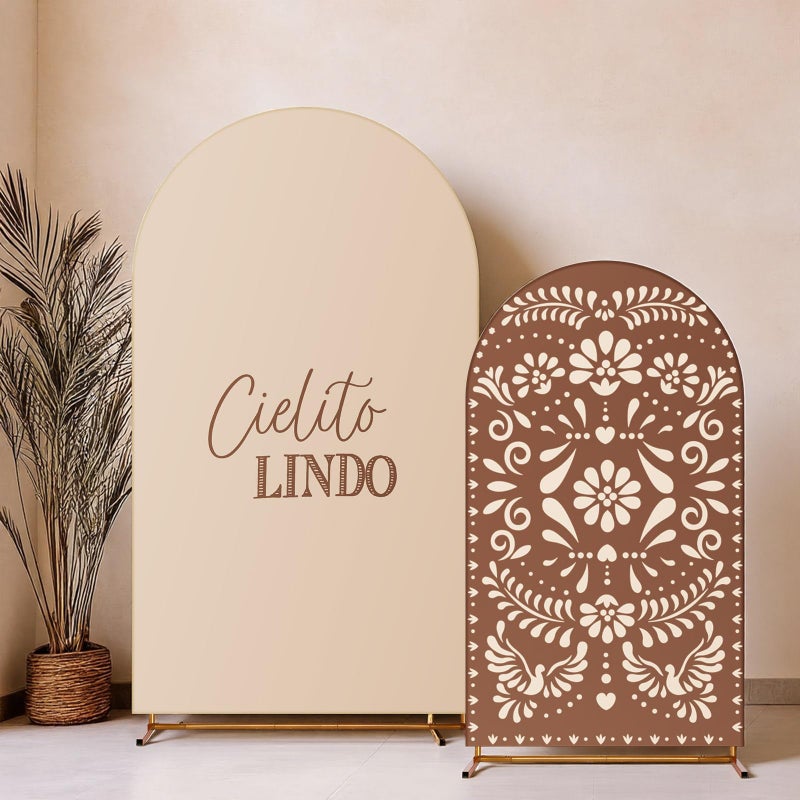 Mindsoft 2 Pcs Cielito Lindo Arch Backdrop Cover 6ft and 7.2ft Spandex Stand Cover for Mexican Baby Show Birthday Wedding Bridal Shower Party Decorations - Image 1