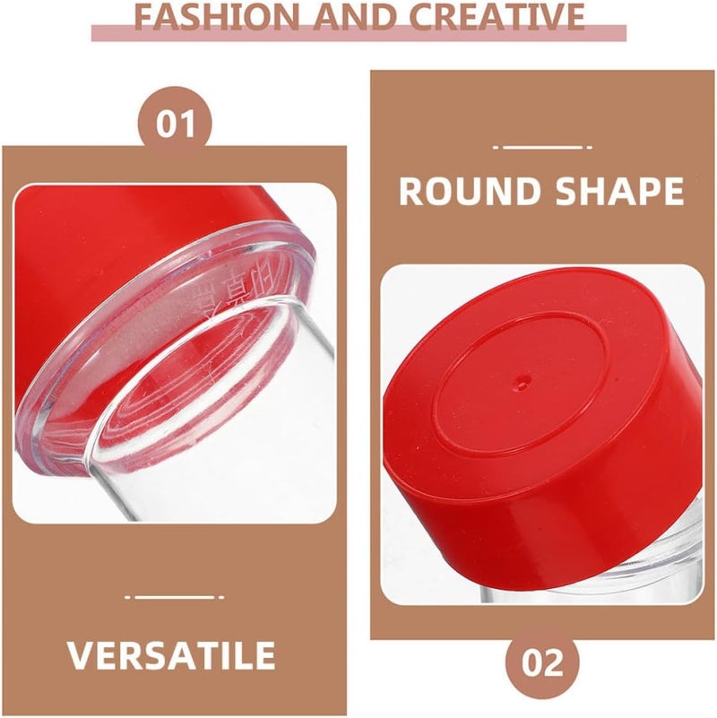 SEWACC 5pcs Red Round Plastic Stamp Storage Boxes for Office and Financial Use, Ink Stamper Containers with Lid, Sturdy Craft Organization for Business and School Supplies - Image 3