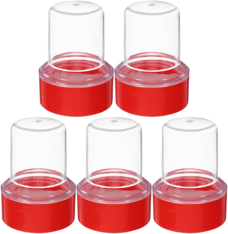 SEWACC 5pcs Red Round Plastic Stamp Storage Boxes for Office and Financial Use, Ink Stamper Containers with Lid, Sturdy Craft Organization for Business and School Supplies - Image 1