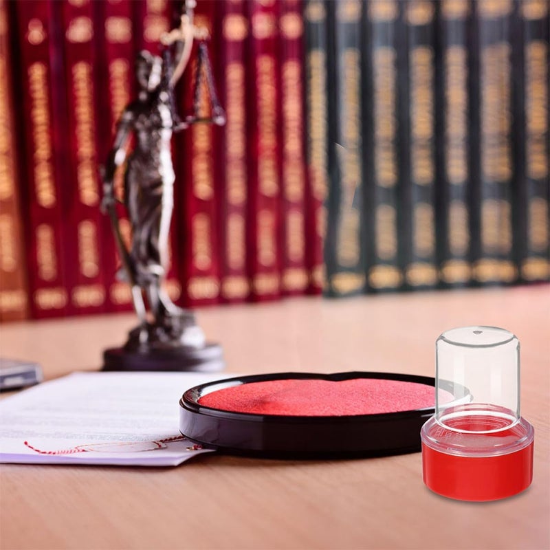 SEWACC 5pcs Red Round Plastic Stamp Storage Boxes for Office and Financial Use, Ink Stamper Containers with Lid, Sturdy Craft Organization for Business and School Supplies - Image 5