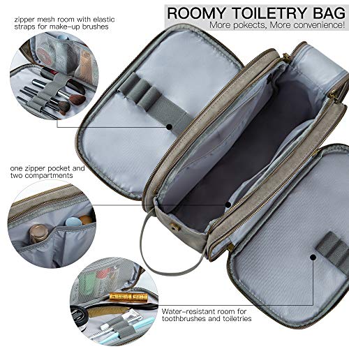 Elviros Toiletry Bag for Men, Large Travel Shaving Dopp Kit Water-resistant Bathroom Toiletries Organizer PU Leather Cosmetic Bags - Image 3