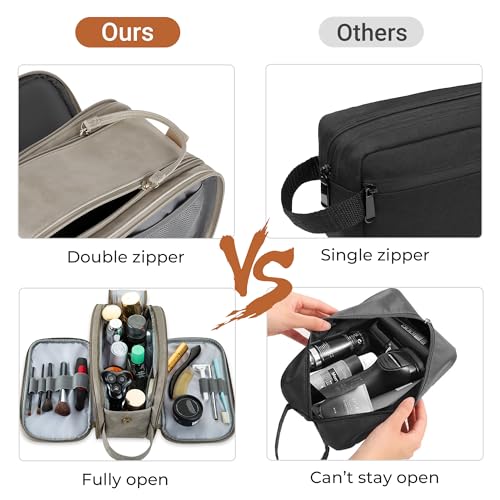 Elviros Toiletry Bag for Men, Large Travel Shaving Dopp Kit Water-resistant Bathroom Toiletries Organizer PU Leather Cosmetic Bags - Image 4