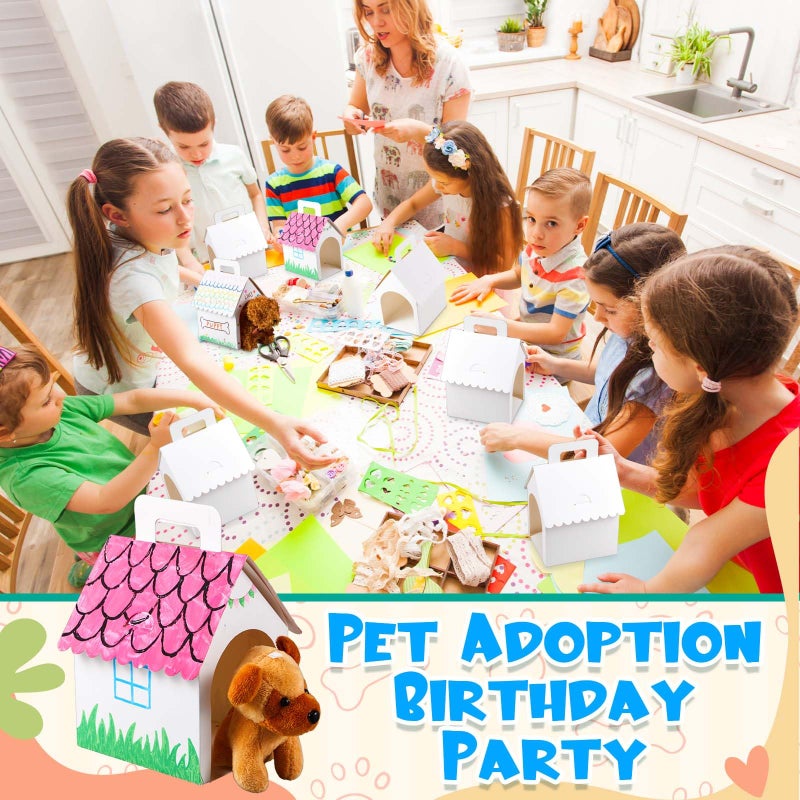 Shinyrelief 24 Pcs Dog Party Favors Boxes Dog House Shaped Treat Gift Boxes With Holes Foldable With Handle For Christmas Puppy Pet Adoption Kid Diy Crafting Birthday (Pre-Drawn Style) - Image 4