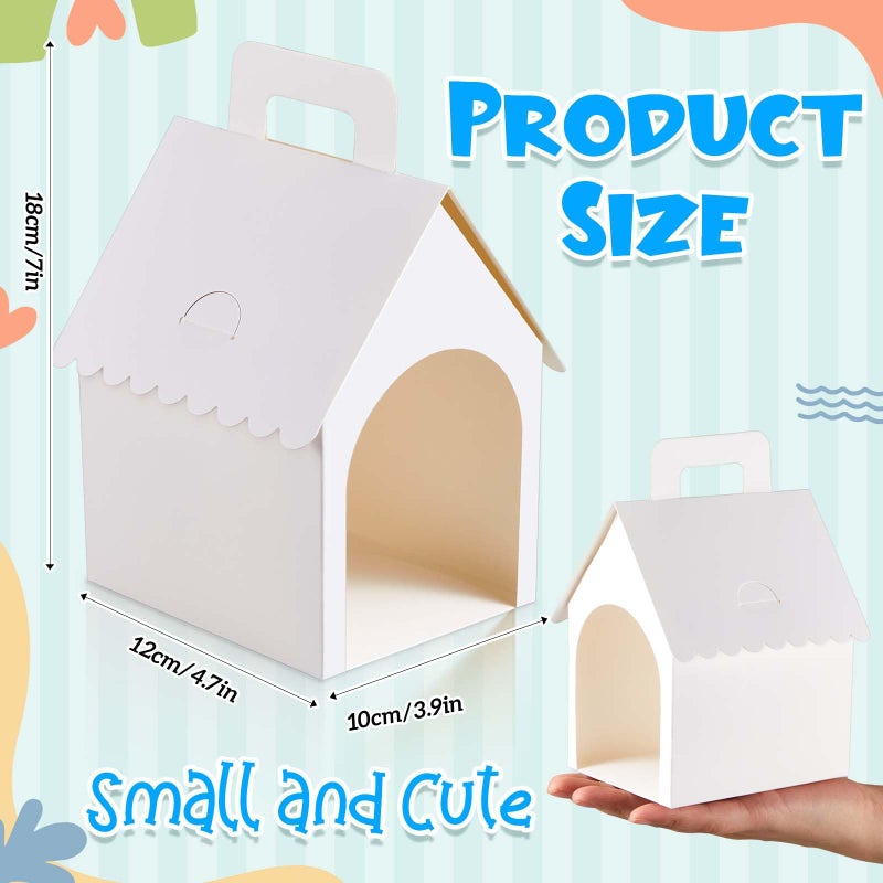 Shinyrelief 24 Pcs Dog Party Favors Boxes Dog House Shaped Treat Gift Boxes With Holes Foldable With Handle For Christmas Puppy Pet Adoption Kid Diy Crafting Birthday (Pre-Drawn Style) - Image 2