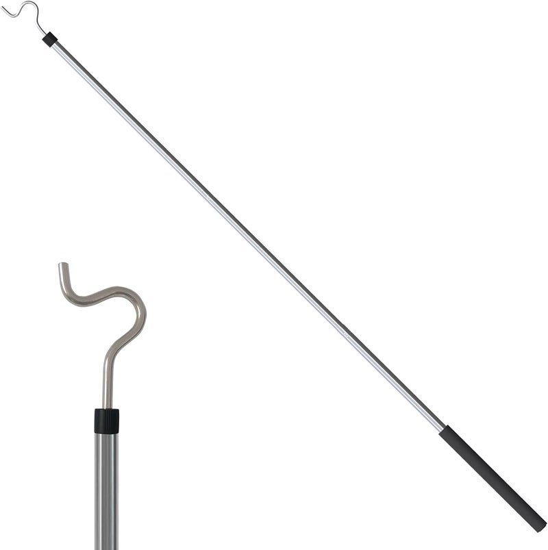 Greeily Clothes Hanger Reaching Hook Telescopic Adjustment Clothes Hook Rod Light and can Extend from51 Hook and Sponge Handle. (50inch) - Image 1