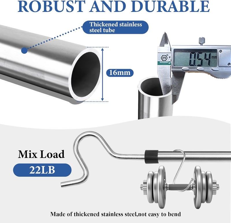 Greeily Clothes Hanger Reaching Hook Telescopic Adjustment Clothes Hook Rod Light and can Extend from51 Hook and Sponge Handle. (50inch) - Image 4