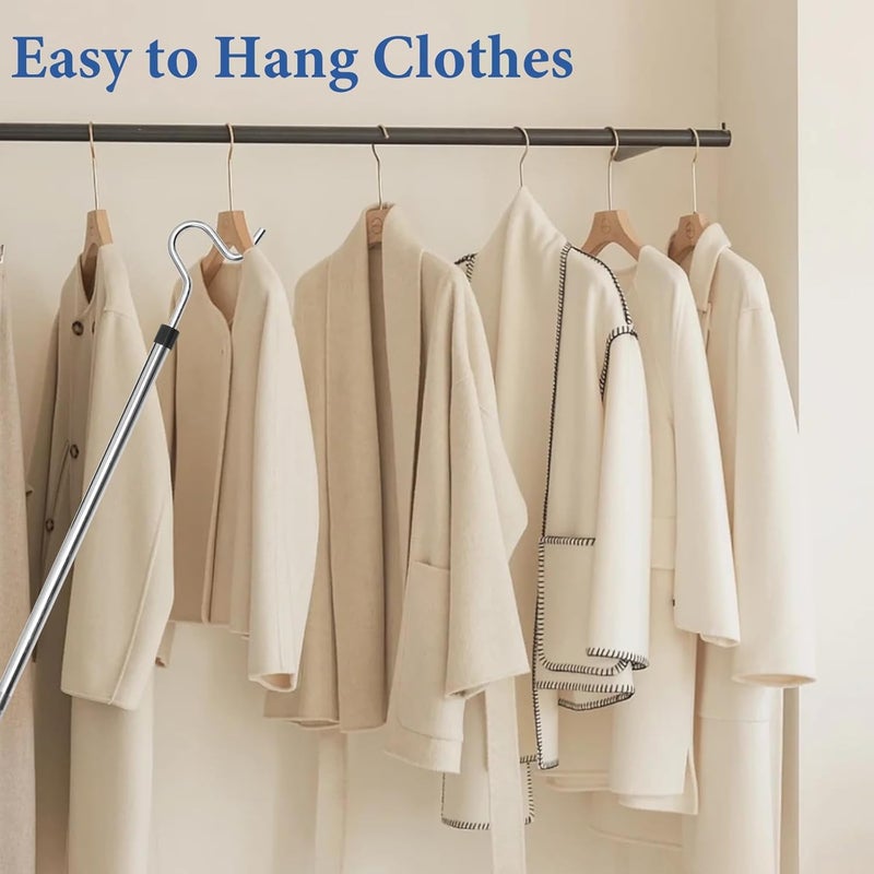 Greeily Clothes Hanger Reaching Hook Telescopic Adjustment Clothes Hook Rod Light and can Extend from51 Hook and Sponge Handle. (50inch) - Image 5
