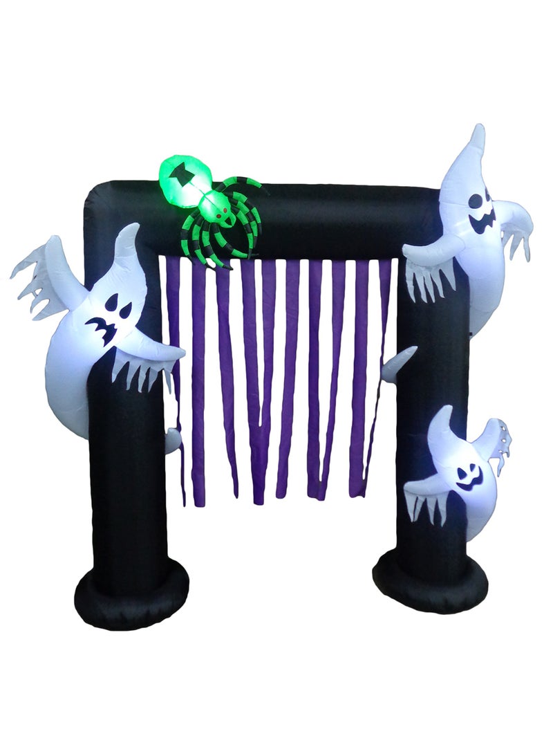 BZB Goods BZB Goods 8 Foot Illuminated Halloween Inflatable Ghosts and Spider Archway Decoration with Purple Streamers 