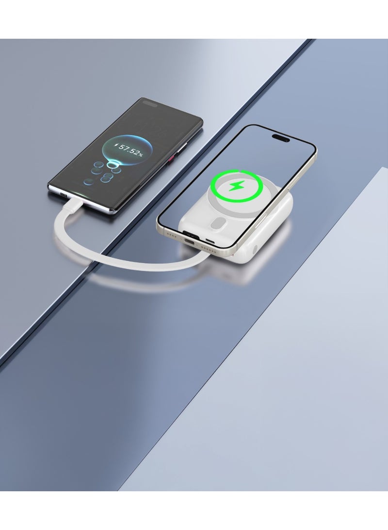 GREEN LION Revon 10000mAh Power Bank PD 20W with Magsafe Compatible / LED Digital Display / Built-In Cable Strap / Flight Approved / Multiple Protection / Powerbank Mini & Compact  - Silver - Image 2