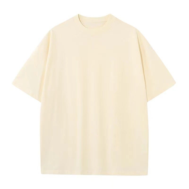 New Heavy Drop Shoulder Small Neckline Short Sleeve T-Shirt American Hip Hop Style Fashion Brand Ins Bottoming Shirt - Image 1