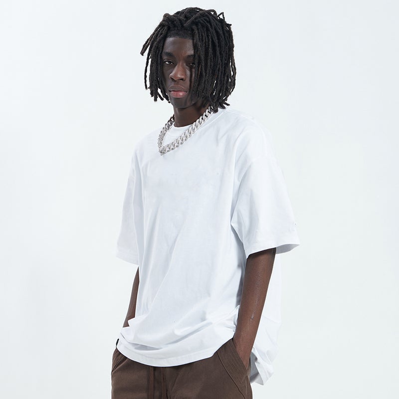 New Heavy Drop Shoulder Small Neckline Short Sleeve T-Shirt American Hip Hop Style Fashion Brand Ins Bottoming Shirt - Image 3