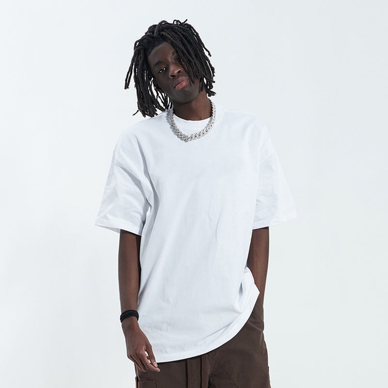 New Heavy Drop Shoulder Small Neckline Short Sleeve T-Shirt American Hip Hop Style Fashion Brand Ins Bottoming Shirt - Image 5