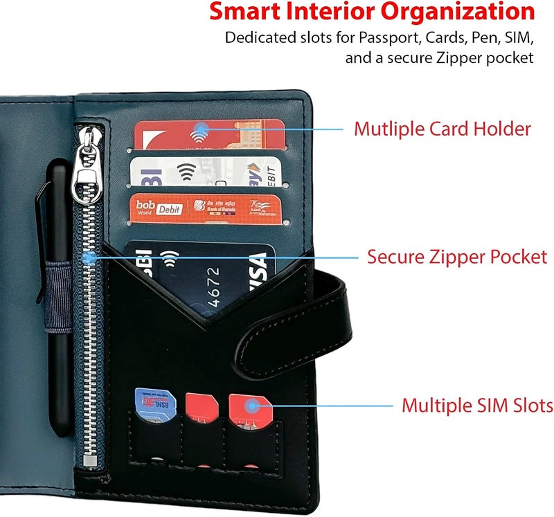 سكروس محفظة سكروس ترافيل أمباسادور لتنظيم جواز السفر والبطاقات والعملات مع تقنية RFID، أسود، عصري - Image 4