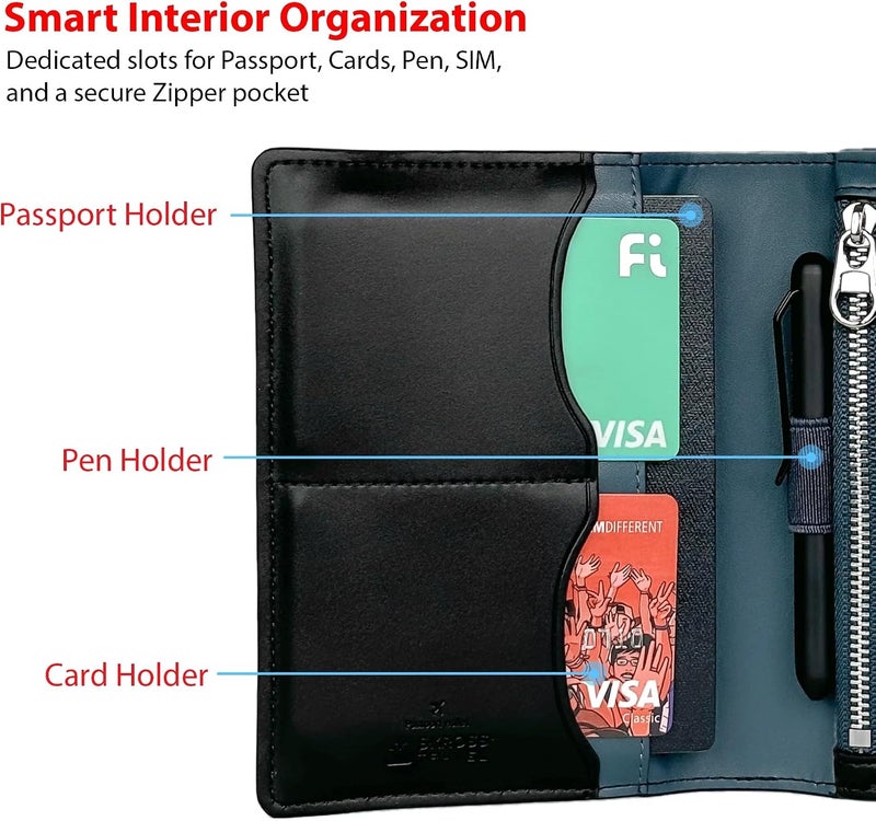 سكروس محفظة سكروس ترافيل أمباسادور لتنظيم جواز السفر والبطاقات والعملات مع تقنية RFID، أسود، عصري - Image 3