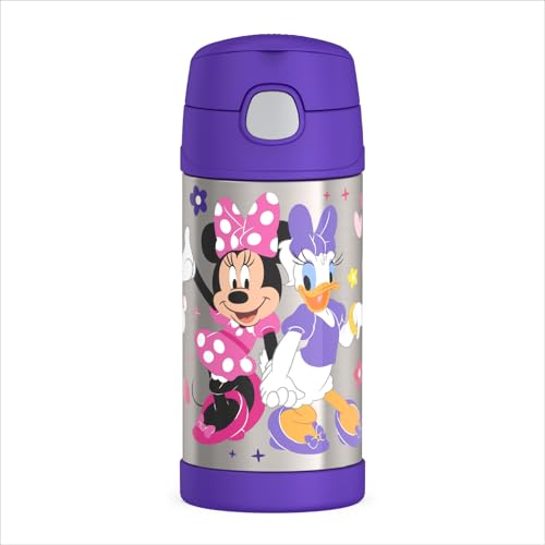 THERMOS FUNTAINER 12 Ounce Stainless Steel Vacuum Insulated Water Bottle with Lid, MINNIE MOUSE - Image 1