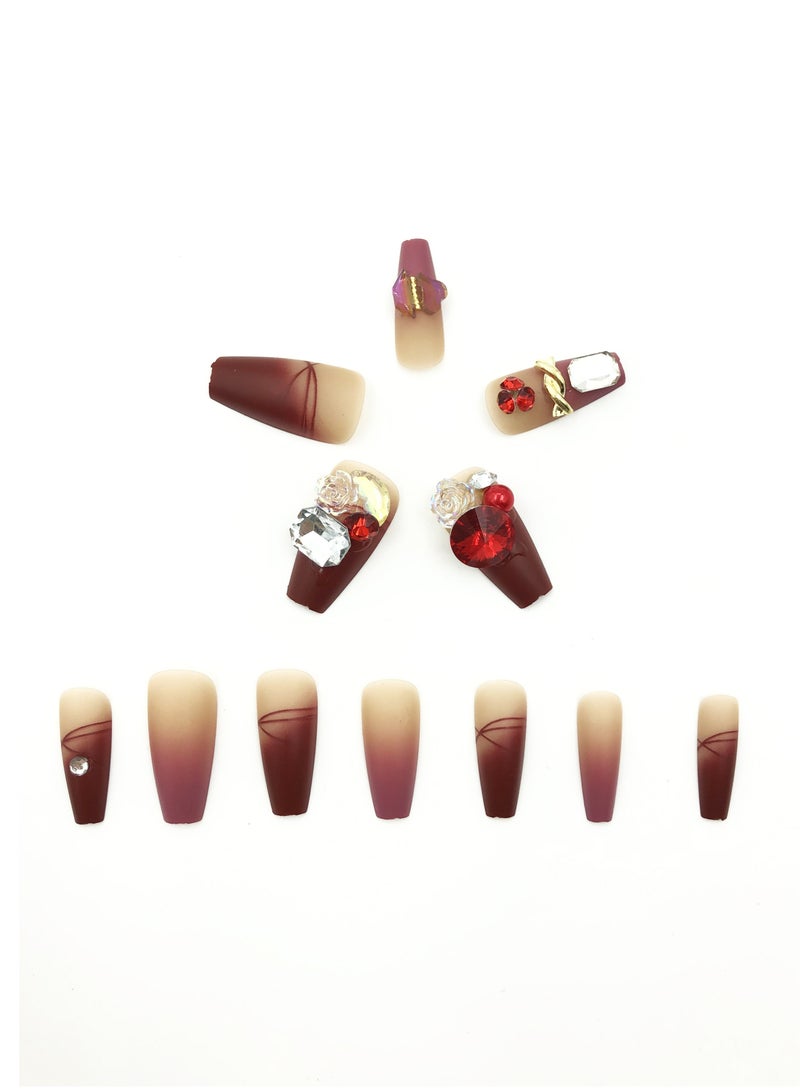 MissTiara مجموعة أظافر صناعية قابلة للارتداء مكونة من 24 قطعة، اضغط على الأظافر متوسطة الحجم وطبيعية مع مجموعة غراء للأظافر متنوعة - Image 4