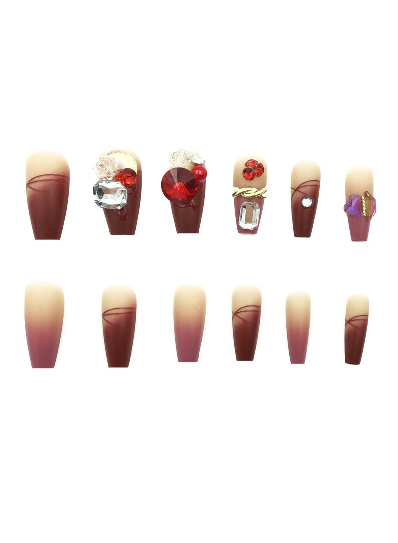 MissTiara مجموعة أظافر صناعية قابلة للارتداء مكونة من 24 قطعة، اضغط على الأظافر متوسطة الحجم وطبيعية مع مجموعة غراء للأظافر متنوعة - Image 3