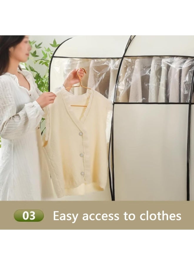 Arabest Suit Bags for Closet Storage, Garment Rack Cover, Clothes Rack Cover, Hanger Cover with Transparent Window, Dust Cover with Zipper, Non-woven Clothing Cover, Beige, 59*20*59in(Beige,150*50*150cm/59*20 - Image 5