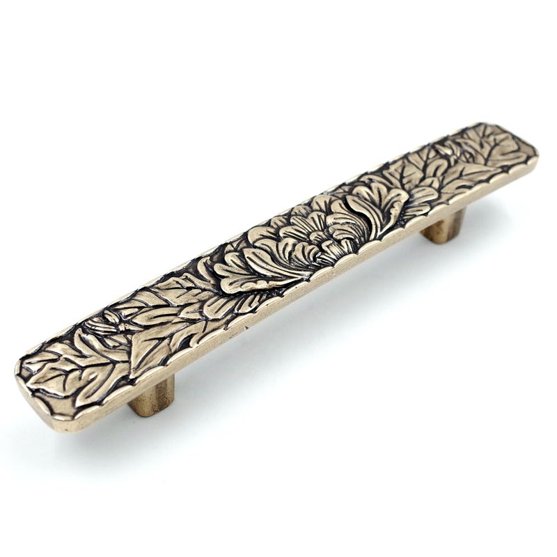JETLAND Bridged Drawer Cabinet Pulls, 6-Pack Antique Brass 3" Hole Centers, Antique Peony Solid Cast, TG0115AB076 - Image 5