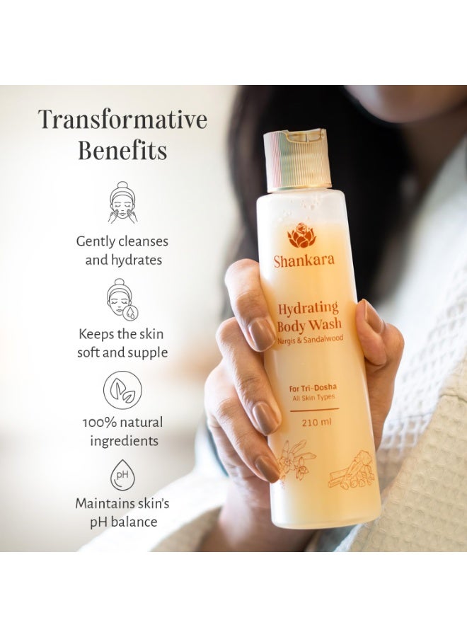 Shankara Hydrating Body Wash with Watermelon Seed Oil, Sandalwood and Aloe Vera | Moisturizing Natural Body Cleanser for Dry Skin | Floral Fragrance | 210ml - Image 3