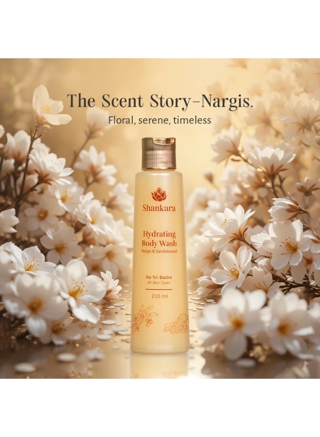 Shankara Hydrating Body Wash with Watermelon Seed Oil, Sandalwood and Aloe Vera | Moisturizing Natural Body Cleanser for Dry Skin | Floral Fragrance | 210ml - Image 2