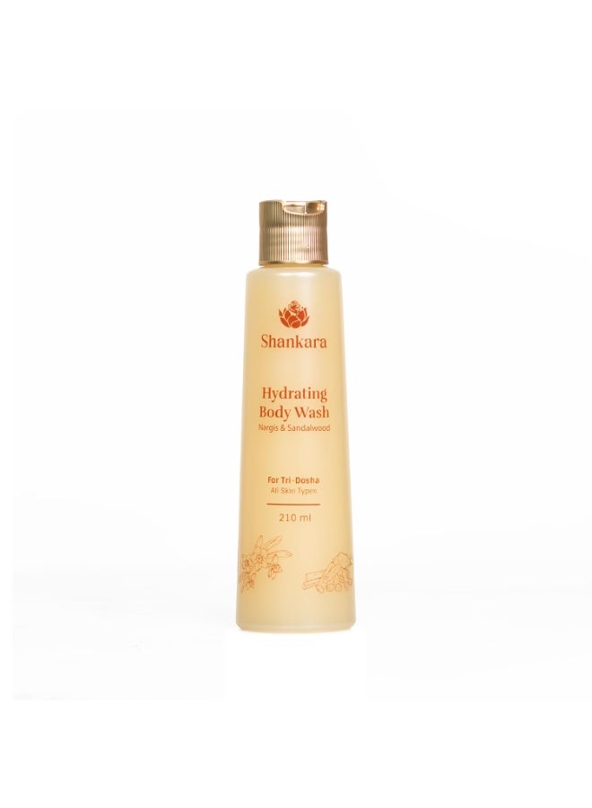 Shankara Hydrating Body Wash with Watermelon Seed Oil, Sandalwood and Aloe Vera | Moisturizing Natural Body Cleanser for Dry Skin | Floral Fragrance | 210ml - Image 1