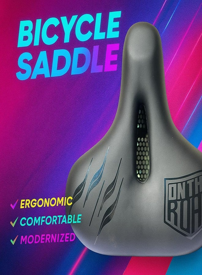 SHIVEXIM Bike Seat Bicycle Saddle - Long Ride Comfort Universal Cycle Saddle Wide Cushion Pad for Women Men Fits MTB Mountain Bike/Road/Spinning Exercise (On The Road) - Image 2